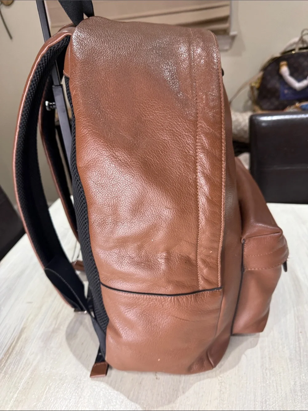 Coach Houston Men’s Brown Leather Backpack Set with Stripe Accent